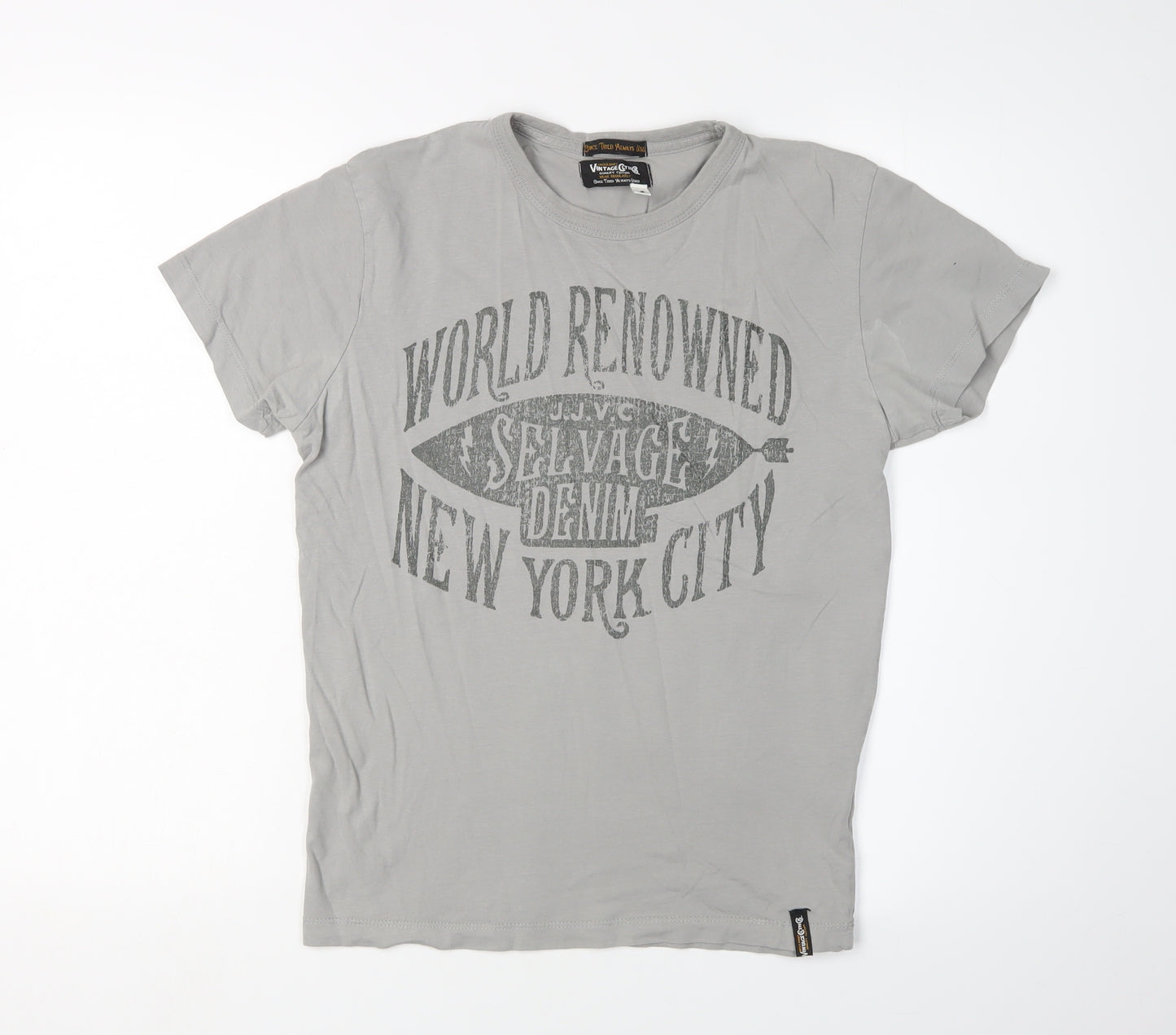 Jack & Jones Grey Cotton T-Shirt, Men's S, Graphic Print