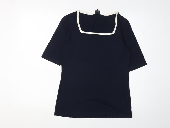 Daniel Hechter Women's Black Square Neck T-Shirt Size 10