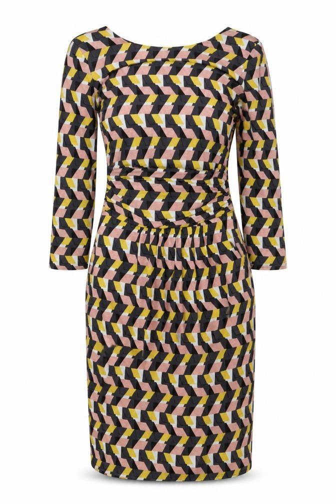 Front view of Boden Women's Multicolour, size 8, Geometric Sheath Dress