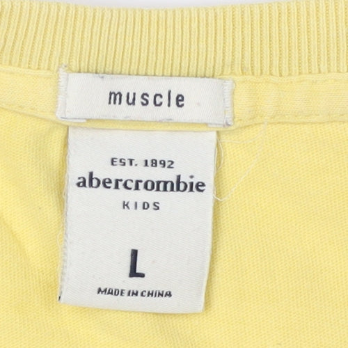 Abercrombie Boys Yellow Graphic T-Shirt, Size L, Regular Fit