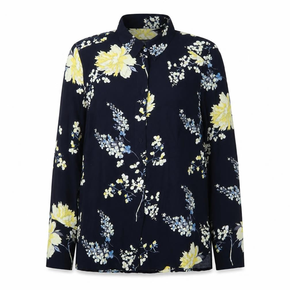 Laura Ashley Women's Blue Floral Button-Up Shirt Size 12