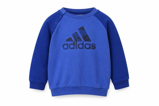 Front view of Adidas unisex baby blue sports jumper 12-18 months