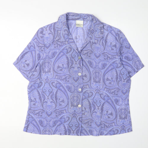 Eastex Women's Purple Paisley Short Sleeve Blouse