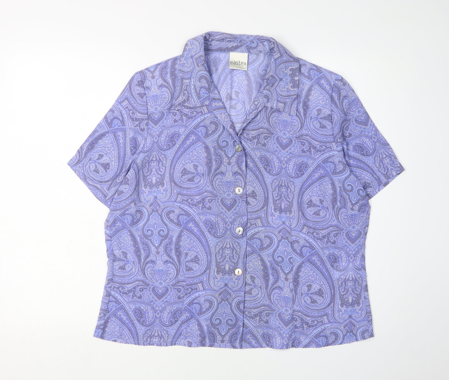 Eastex Women's Purple Paisley Short Sleeve Blouse