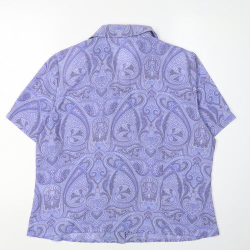 Eastex Women's Purple Paisley Short Sleeve Blouse