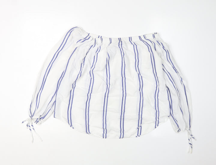 Abercrombie & Fitch Women's White Striped Tunic Blouse, S