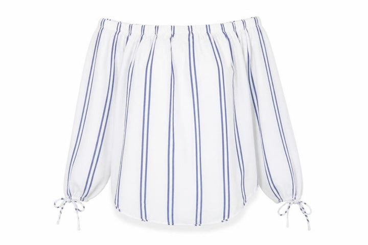 Abercrombie & Fitch Women's White Striped Tunic Blouse, S