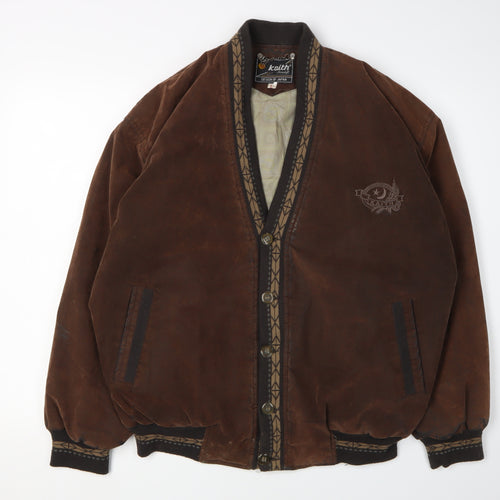 Kaith Men's Brown Suede Bomber Jacket L - Vintage Style