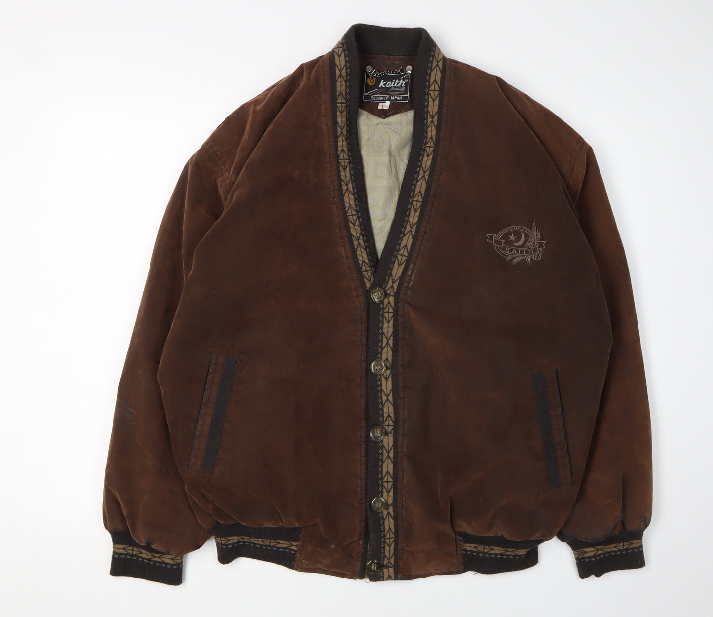 Kaith Men's Brown Suede Bomber Jacket L - Vintage Style