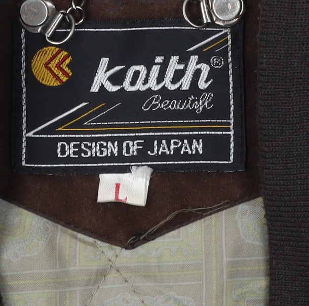 Kaith Men's Brown Suede Bomber Jacket L - Vintage Style