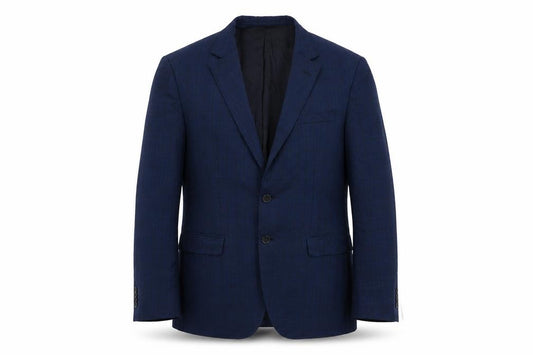 Front view of Hugo Boss Men's Blue Blazer Check 38R Formal