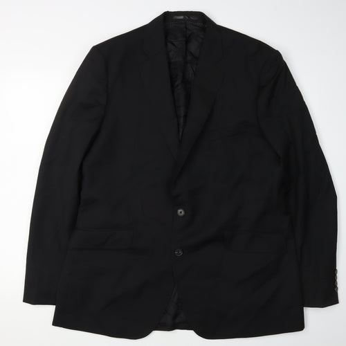Jaeger Men's Black 44 Long Wool Blazer