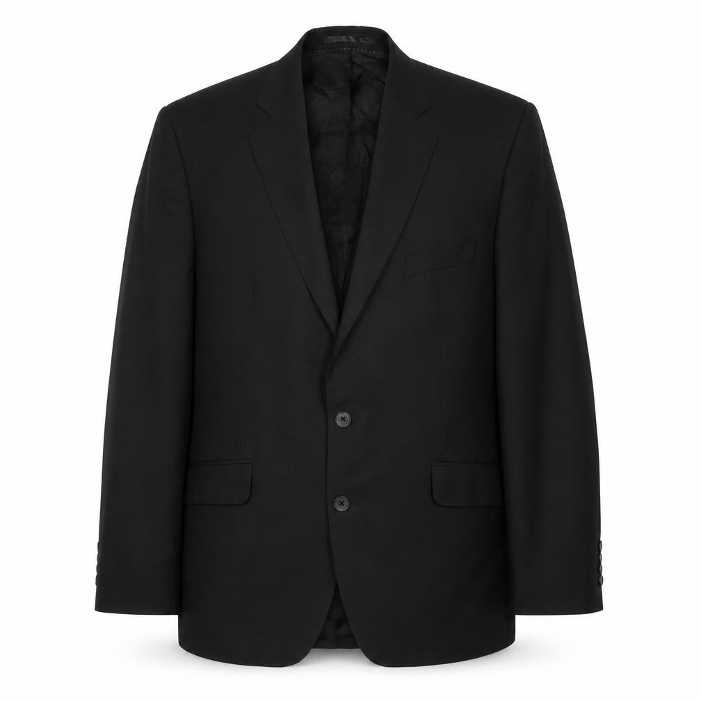 Front view of Jaeger Men's Black 44 Long Wool Blazer