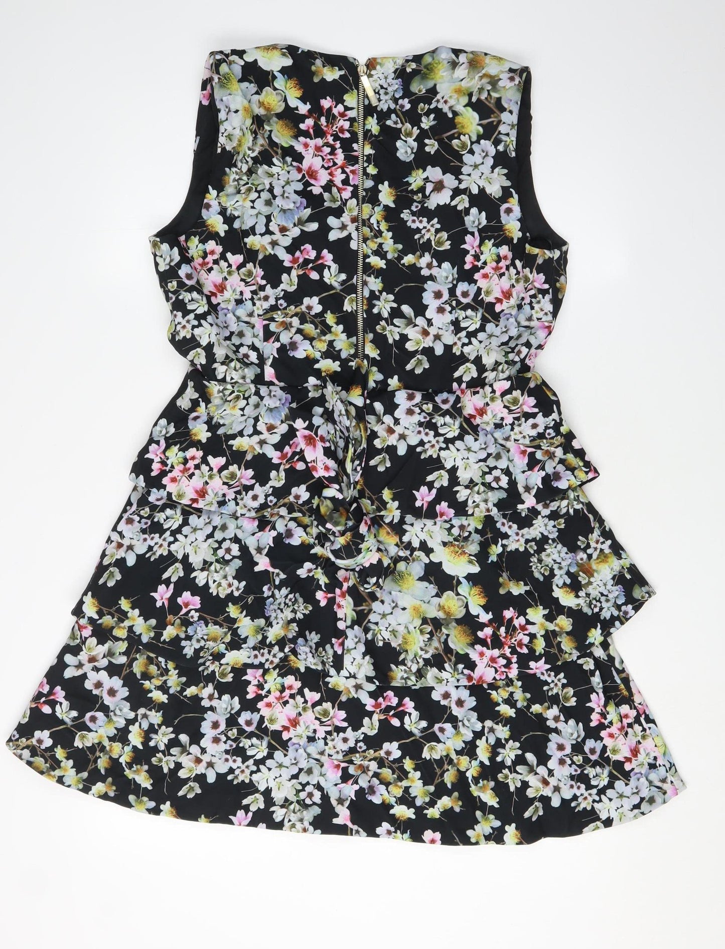 Ted Baker Women’s Floral A-Line Dress, Size 4, Black Multicoloured
