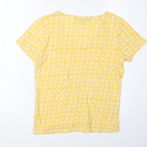 Laura Ashley Women's Yellow Floral V-Neck T-Shirt