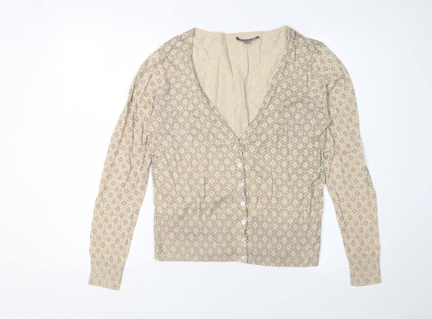 Laura Ashley Women's Beige Geometric Cardigan, Size 12
