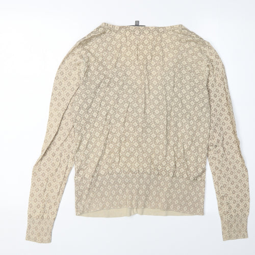 Laura Ashley Women's Beige Geometric Cardigan, Size 12