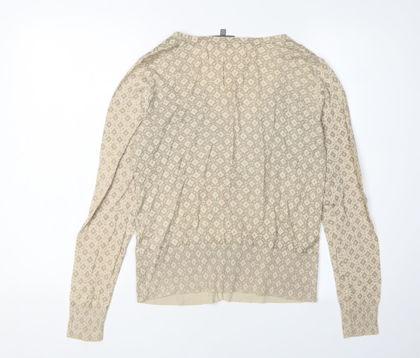 Laura Ashley Women's Beige Geometric Cardigan, Size 12