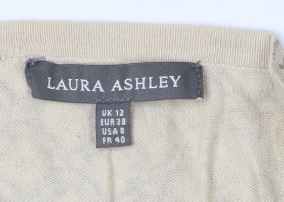 Laura Ashley Women's Beige Geometric Cardigan, Size 12