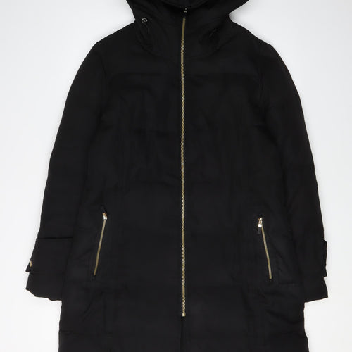 Calvin Klein Women's Black Long Puffer Jacket Hooded M