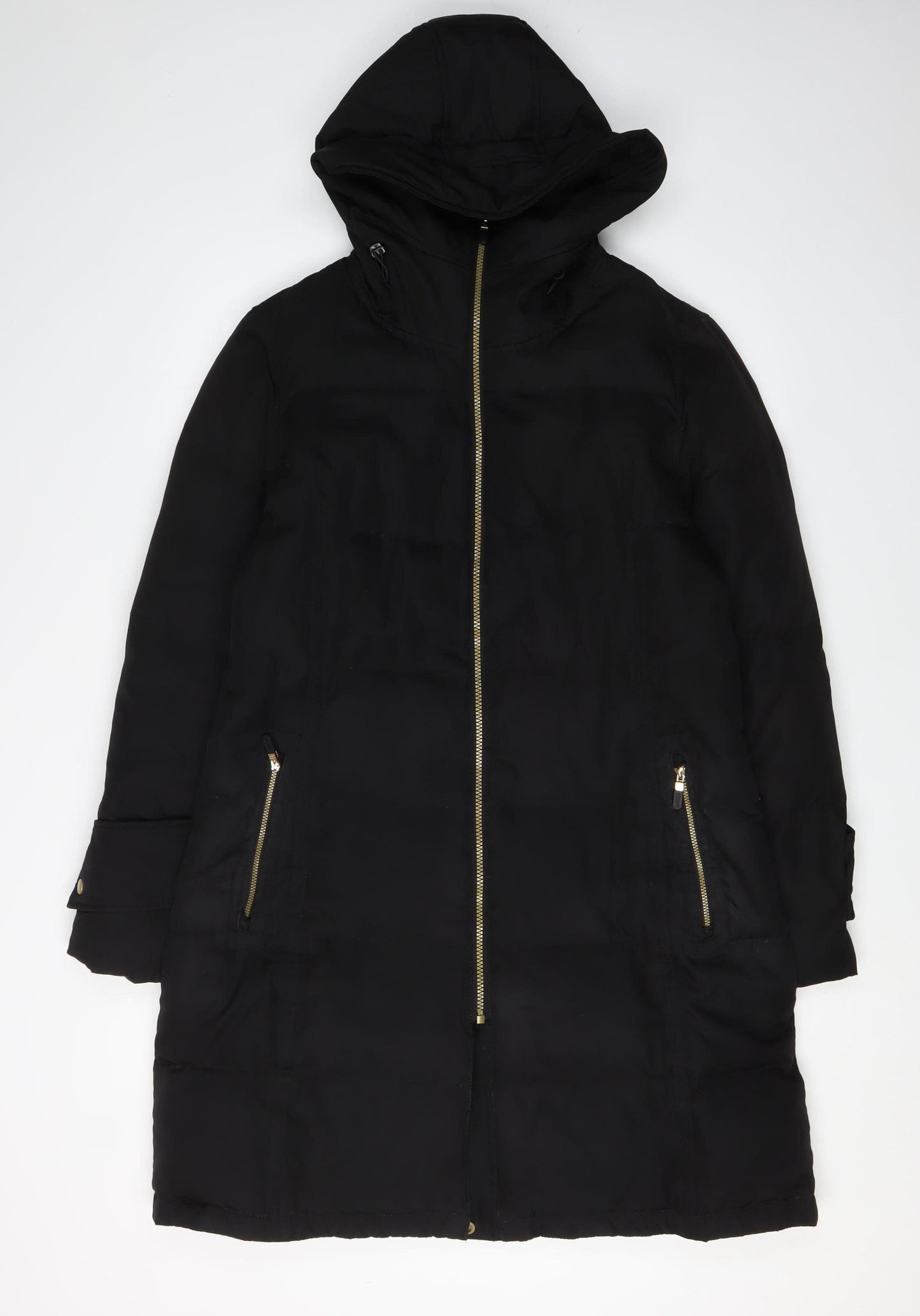 Calvin Klein Women's Black Long Puffer Jacket Hooded M