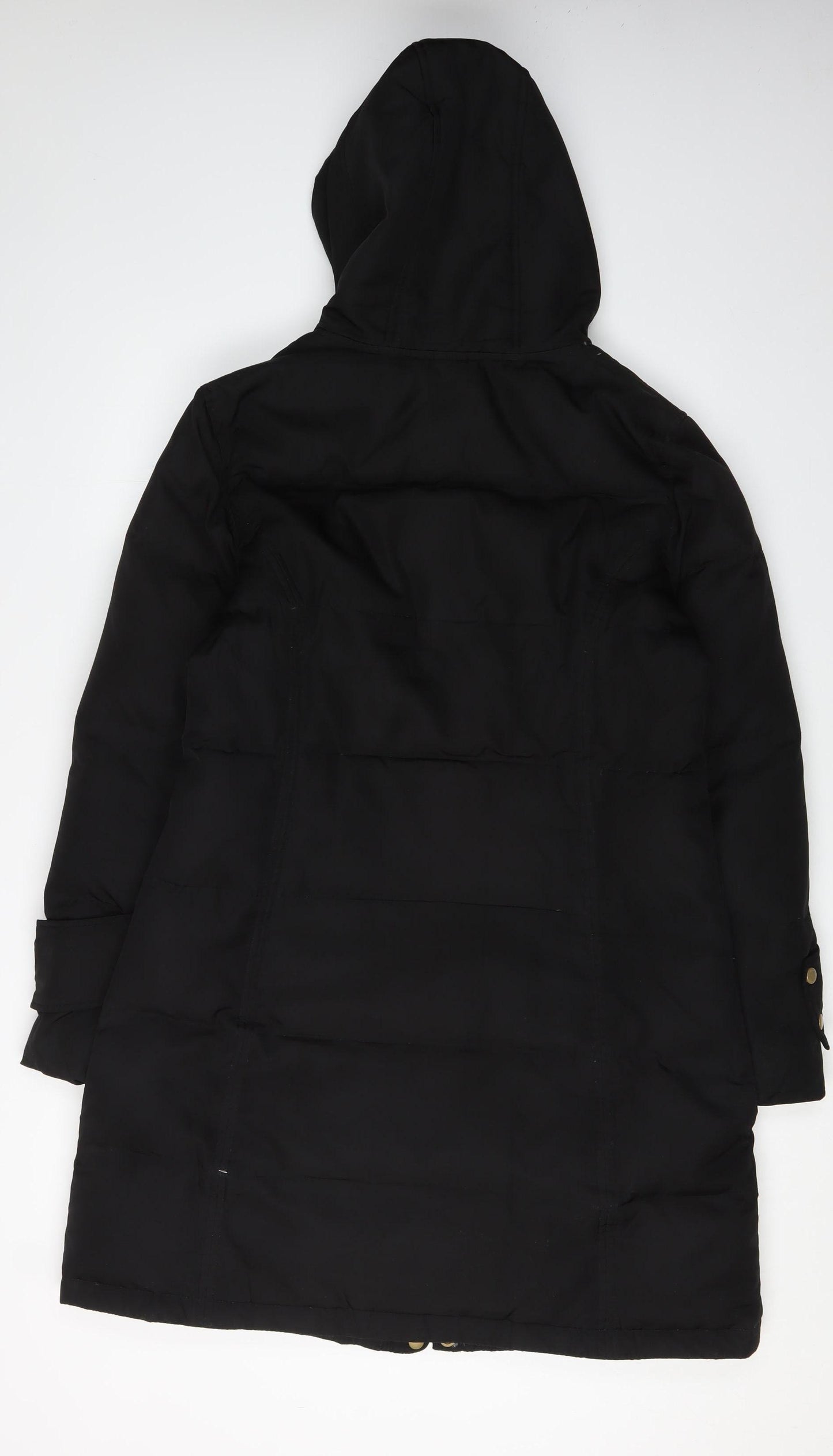 Calvin Klein Women's Black Long Puffer Jacket Hooded M