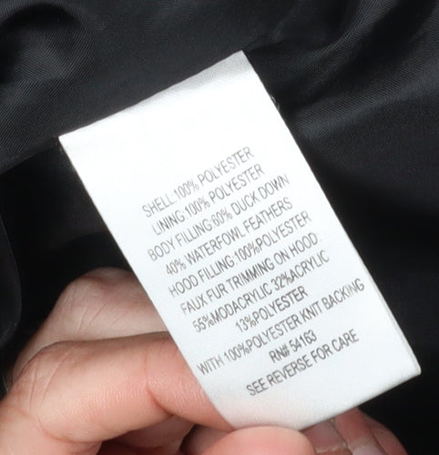 Calvin Klein Women's Black Long Puffer Jacket Hooded M