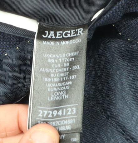 Jaeger Men's Blue 46L Blazer Long Classic Style