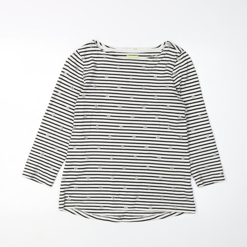 Joules Women's Black Striped 3/4 Sleeve T-Shirt UK 2XS
