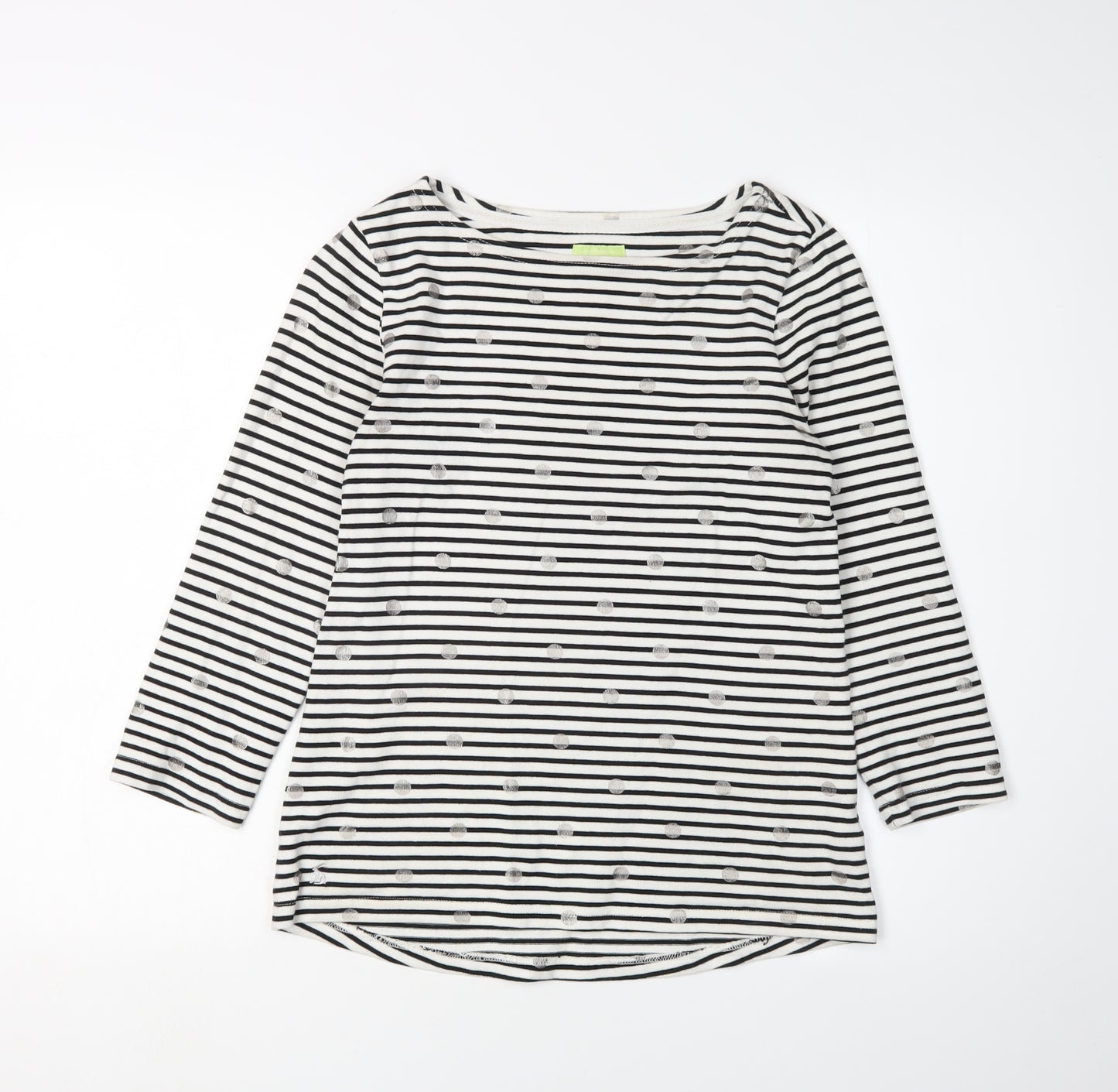 Joules Women's Black Striped 3/4 Sleeve T-Shirt UK 2XS