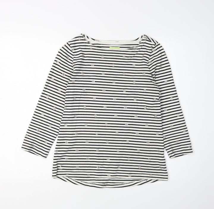 Joules Women's Black Striped 3/4 Sleeve T-Shirt UK 2XS