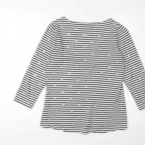 Joules Women's Black Striped 3/4 Sleeve T-Shirt UK 2XS