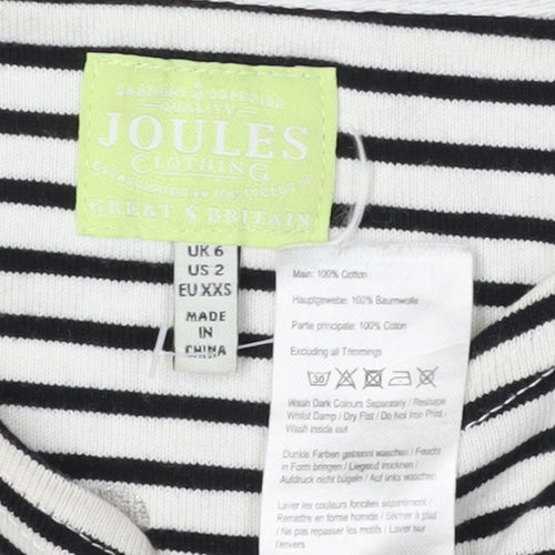 Joules Women's Black Striped 3/4 Sleeve T-Shirt UK 2XS