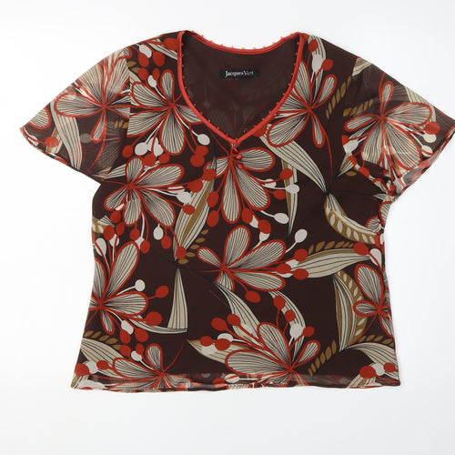 Jacques Vert Women's Brown Floral Tunic Blouse Size 12
