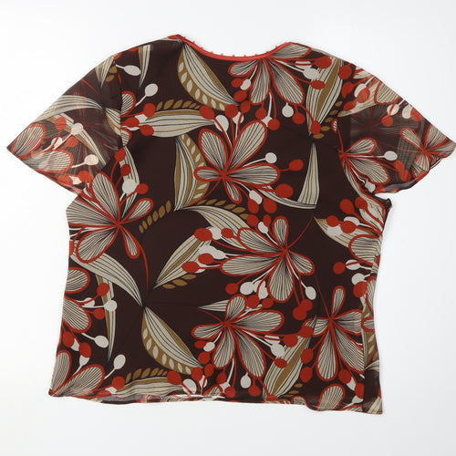 Jacques Vert Women's Brown Floral Tunic Blouse Size 12