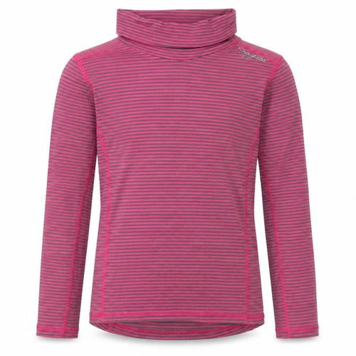 TOG 24 Girls Pink Grey Striped T-Shirt, 9-10 Years, High Neck, Long Sleeve
