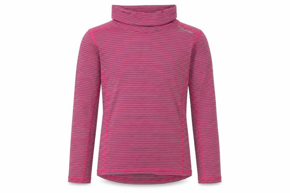 TOG 24 Girls Pink Grey Striped T-Shirt, 9-10 Years, High Neck, Long Sleeve