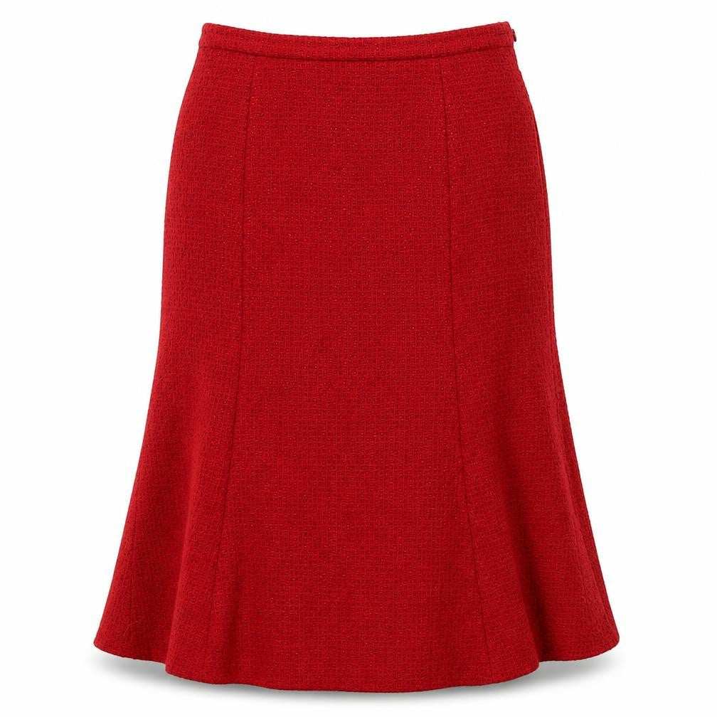 Front view of Eastex Women's Red Midi Pencil Skirt, size 12