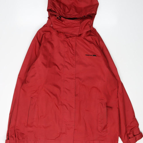 Trespass Women's Red Waterproof Hooded Rain Coat Size 16