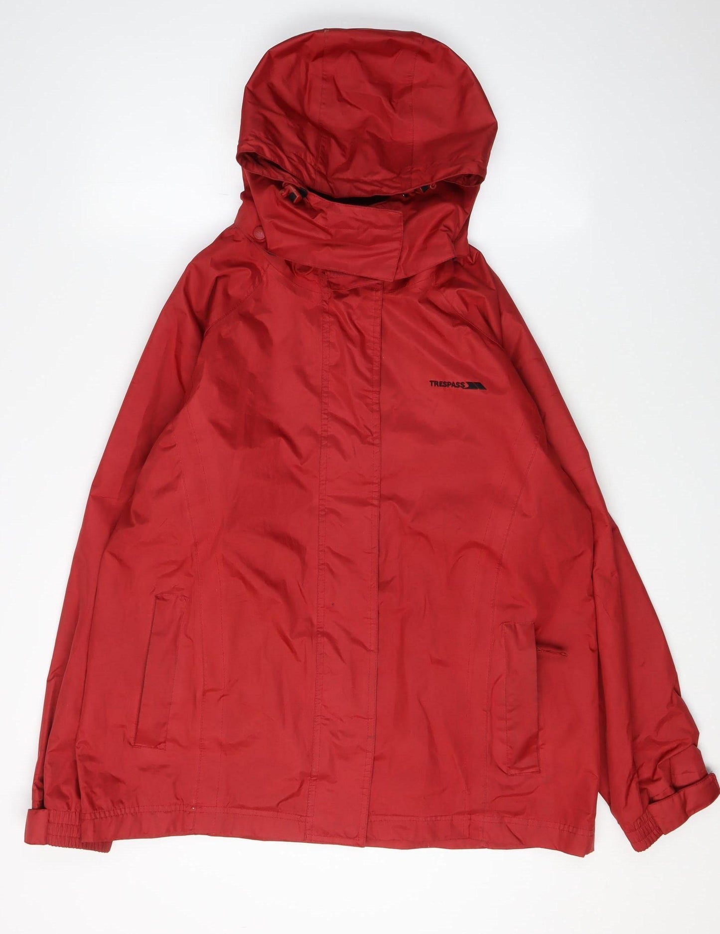 Trespass Women's Red Waterproof Hooded Rain Coat Size 16