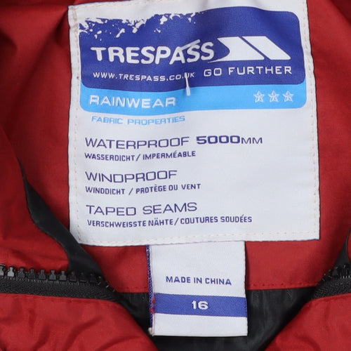 Trespass Women's Red Waterproof Hooded Rain Coat Size 16