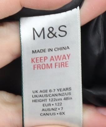 Marks and Spencer Girls Black Puffer Jacket, 6-7 Years