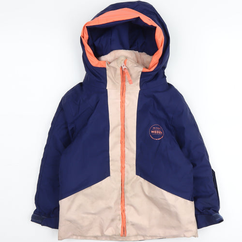 Wedze Girls Blue Beige Ski Jacket 3-4 Years Hooded Winter