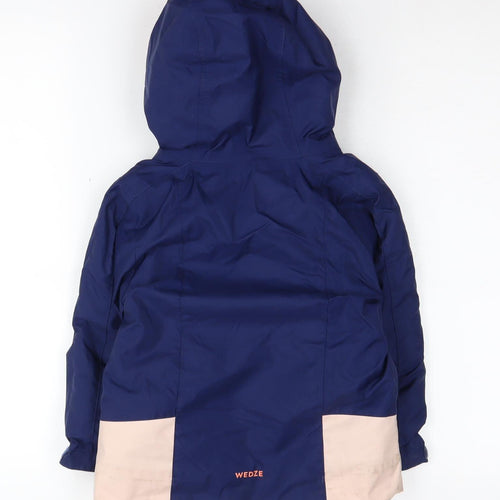 Wedze Girls Blue Beige Ski Jacket 3-4 Years Hooded Winter