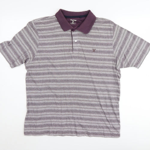 James Pringle Men's Purple Striped Polo Shirt S