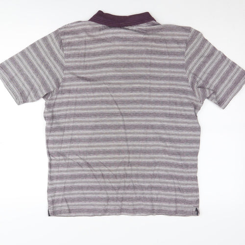 James Pringle Men's Purple Striped Polo Shirt S