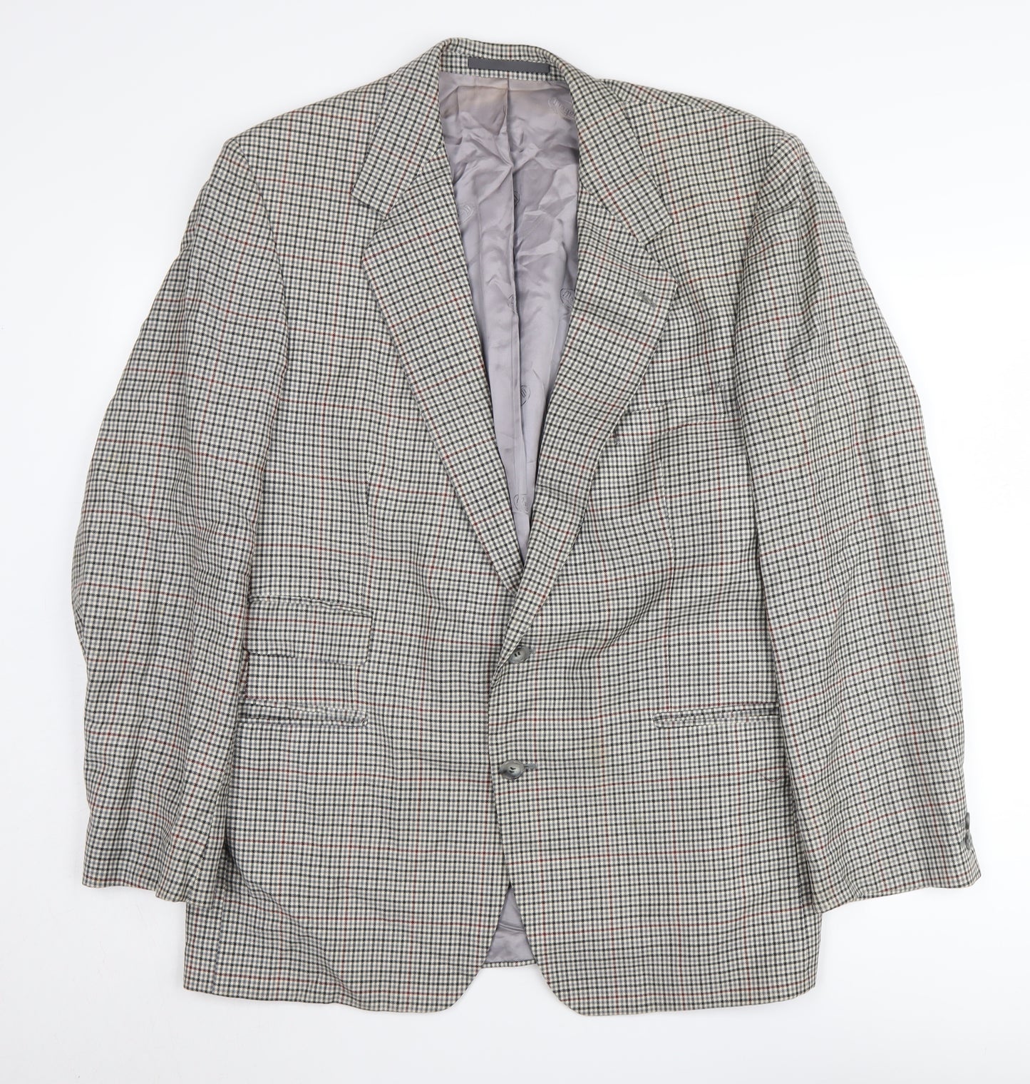 Magee Men's Grey Check Blazer 44R Single-Breasted