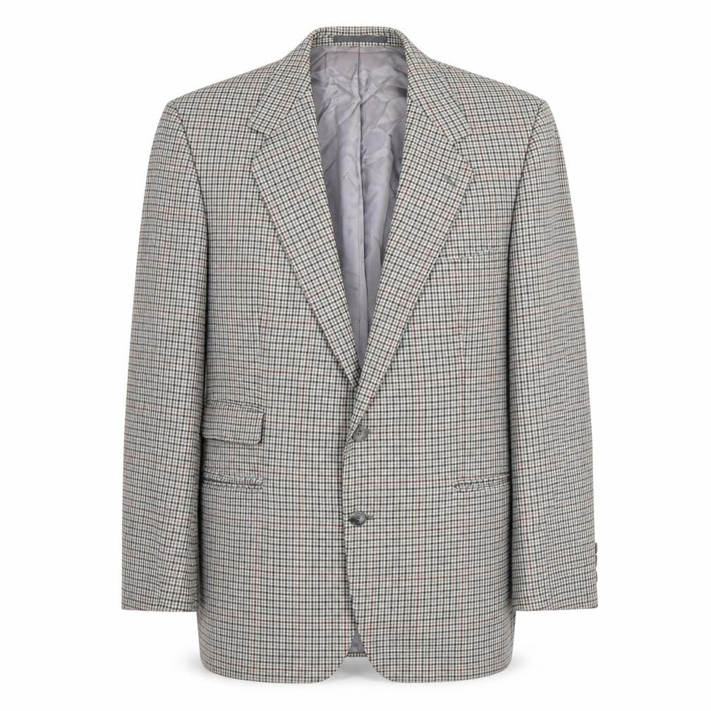 Front view of Magee Men's Grey Check Blazer 44R Single-Breasted