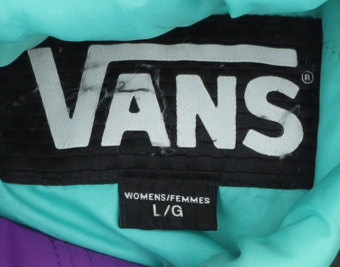 Vans Women's Purple Multicolour Puffer Jacket L