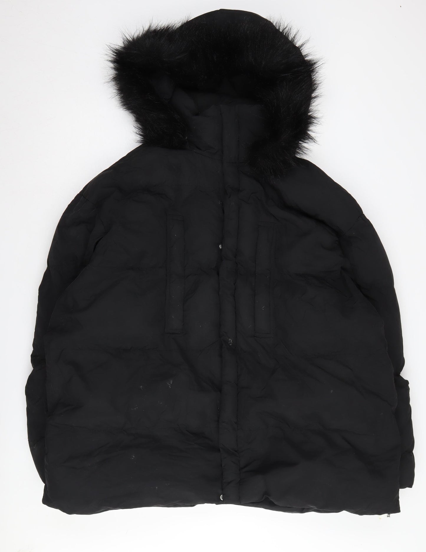 Boohoo Women's Black Puffer Jacket, Size 18